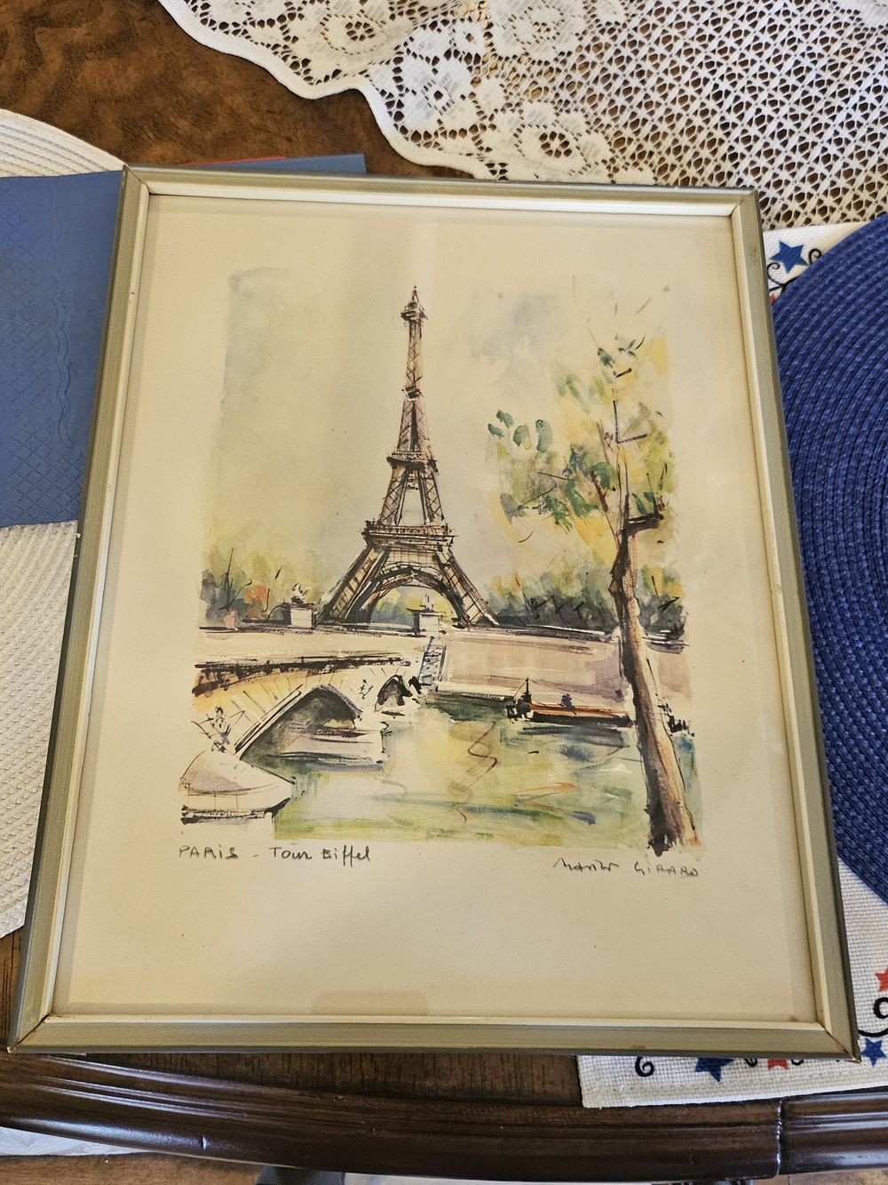 3 Framed Watercolor Prints in Soft Pastel Tones 1950 To 1960. Mauius Girard